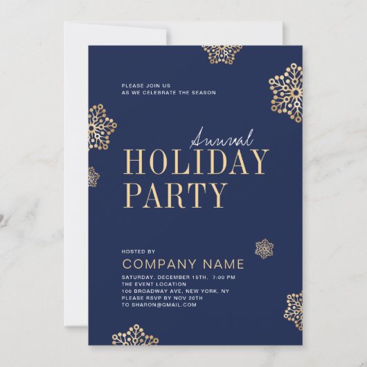 Eenvoudige jaarlijkse uitnodiging voor Snowflakes- (Voorkant)