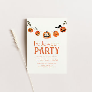 Eenvoudige Jack of Lantern Halloween Party Uitnodi Kaart