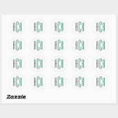 Eenvoudige Jager Groene Drie Letter Monogram Ronde Sticker (Vel)