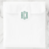 Eenvoudige Jager Groene Drie Letter Monogram Ronde Sticker (Tas)