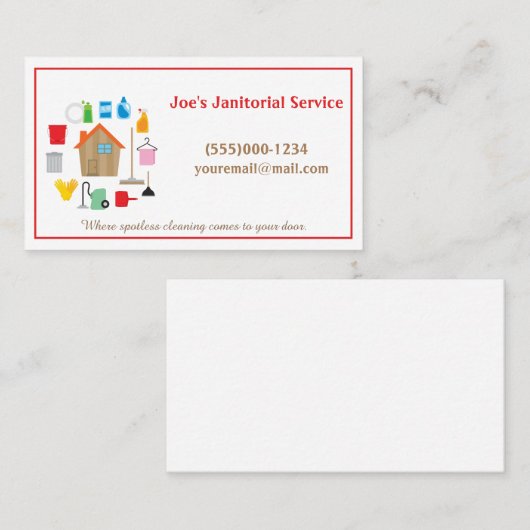 Eenvoudige Janitorial Cleaning Service Visitekaartje (Voorkant / Achterkant)