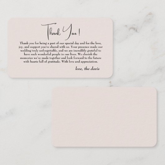 Eenvoudige Japanse kersenbloesem bedankkaart Informatiekaartje (Voorkant / Achterkant)