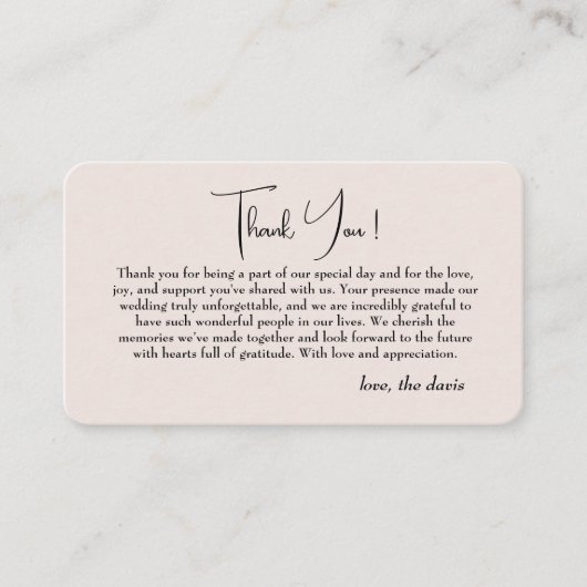 Eenvoudige Japanse kersenbloesem bedankkaart Informatiekaartje (Voorkant)