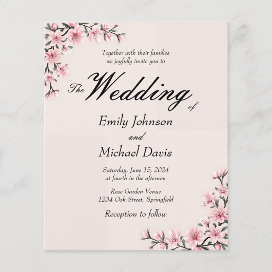 Eenvoudige Japanse kersenbloesem bruiloft (Voorkant)