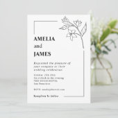 Eenvoudige Jasmine Leaf Zwart Wit Typewriter Weddi Kaart (Staand voorkant)