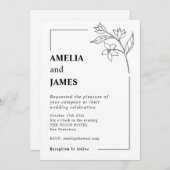 Eenvoudige Jasmine Leaf Zwart Wit Typewriter Weddi Kaart (Voorkant / Achterkant)