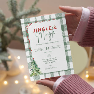 Eenvoudige Jingle & Mingle kerstfeest uitnodiging Briefkaart