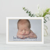 Eenvoudige Jongen Blauw Tan Foto Aankondiging Gebo (Staand voorkant)