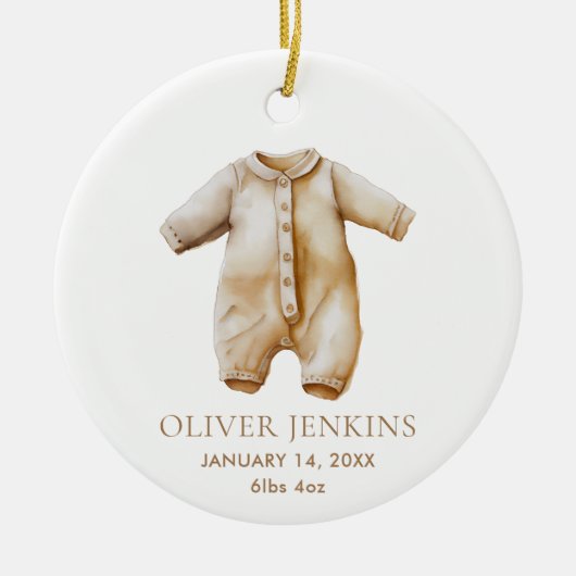 Eenvoudige Jongen Eerste Kerstmis met Geboorte Sta Keramisch Ornament (Voorkant)