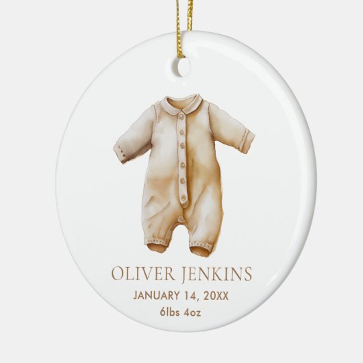 Eenvoudige Jongen Eerste Kerstmis met Geboorte Sta Keramisch Ornament (Links)