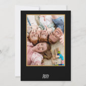 Eenvoudige Joy 5-foto Gold Script zwart Feestdagenkaart (Achterkant)