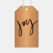 Eenvoudige JOY Black en Copper Minimalist Holiday Cadeaulabel (Voorkant)