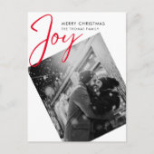 Eenvoudige Joy Christmas Minimalist rode foto Feestdagenkaart (Voorkant)