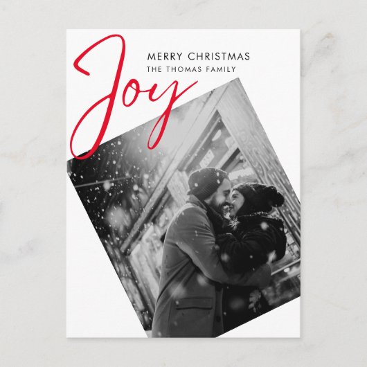Eenvoudige Joy Christmas Minimalist rode foto Feestdagenkaart (Voorkant)
