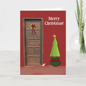 Eenvoudige Joy Christmas Mouse Retro Art Kaart (Voorkant)