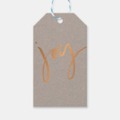 Eenvoudige JOY Copper Metallic minimalist Holiday  Cadeaulabel (Voorkant)