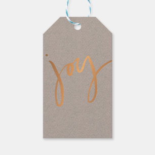 Eenvoudige JOY Copper Metallic minimalist Holiday Cadeaulabel