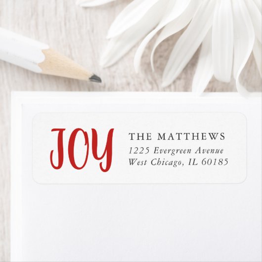 Eenvoudige Joy Holiday Return-adreslabels Etiket (Insitu)