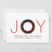 Eenvoudige "Joy" kerstmis Feestdagenkaart (Voorkant)