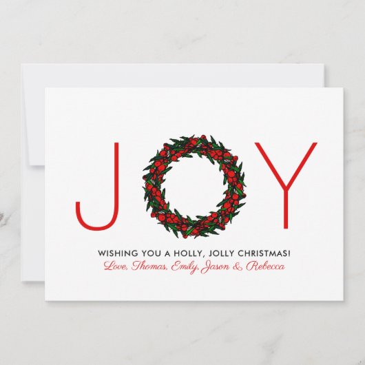 Eenvoudige "Joy" kerstmis Feestdagenkaart (Voorkant)