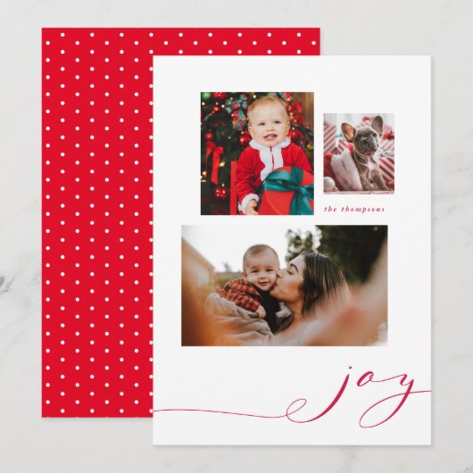 Eenvoudige joy Multi-Photo Holiday Card Kaart (Voorkant / Achterkant)