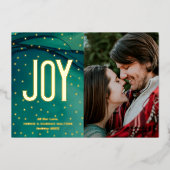 Eenvoudige JOY op Abstracte groene foto Folie Feestdagenkaart (Voorkant)