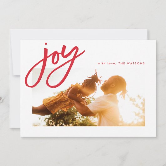 Eenvoudige Joy Red- en White-Feestdagen fotokaart Feestdagenkaart (Voorkant)