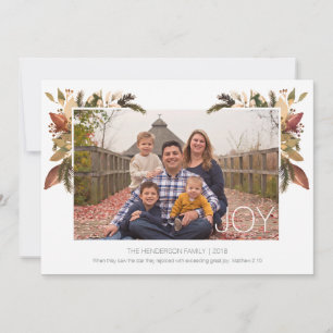 Eenvoudige Joy Waterverf Bloemen Kerst Kaart