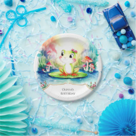 Eenvoudige Joyful Frog Verjaardag Papieren Bordje