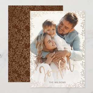 Eenvoudige joyful Roos Gold Rust-fotovakantiekaart Kaart