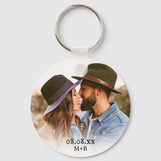 Eenvoudige Jubileum Valentijnsdag Foto Sleutelhanger (Voorkant)