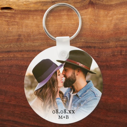 Eenvoudige Jubileum Valentijnsdag Foto Sleutelhanger (Voorkant)