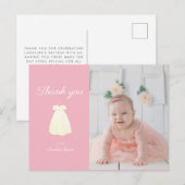 Eenvoudige jurk doop foto Dank u Briefkaart (Voorkant / Achterkant)
