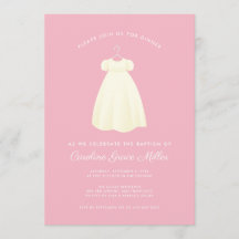 Eenvoudige jurk doopsel diner viering uitnodiging