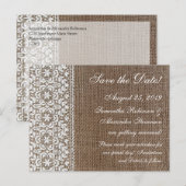 Eenvoudige Jute en Kant Aankondigingskaart (Voorkant / Achterkant)