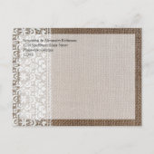 Eenvoudige Jute en Kant Aankondigingskaart (Achterkant)