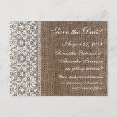 Eenvoudige Jute en Kant Aankondigingskaart (Voorkant)