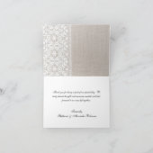 Eenvoudige Jute en Kant Bedankkaart (Binnen)