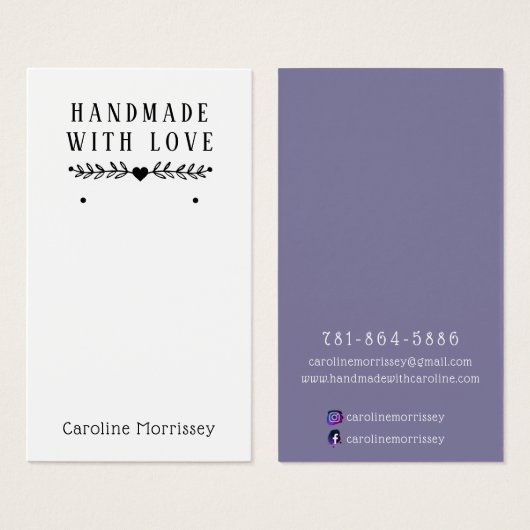 Eenvoudige juwelen die Paarse Kaart weergeven (Voorkant /achterkant)