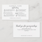 Eenvoudige Kaarsverzorging Veiligheidsinstructies  Informatiekaartje (Voorkant / Achterkant)