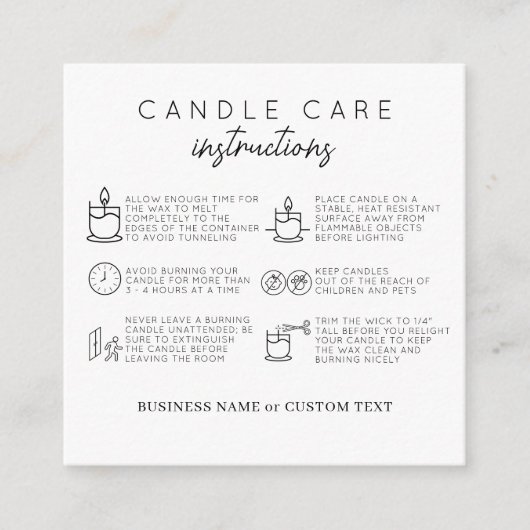 Eenvoudige Kaarsverzorging Veiligheidsinstructies  Informatiekaartje (Voorkant)