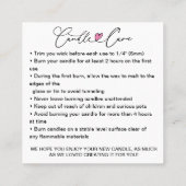 Eenvoudige kaarszorginstructies / je Logo-q toevoe Vierkante Visitekaartje (Achterkant)