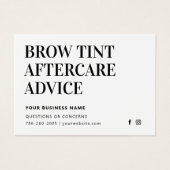 Eenvoudige Kaart Brow Tint Aftercare Instructions (Voorkant)