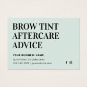 Eenvoudige Kaart Brow Tint Aftercare Instructions (Voorkant)