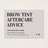 Eenvoudige Kaart Brow Tint Aftercare Instructions (Voorkant)