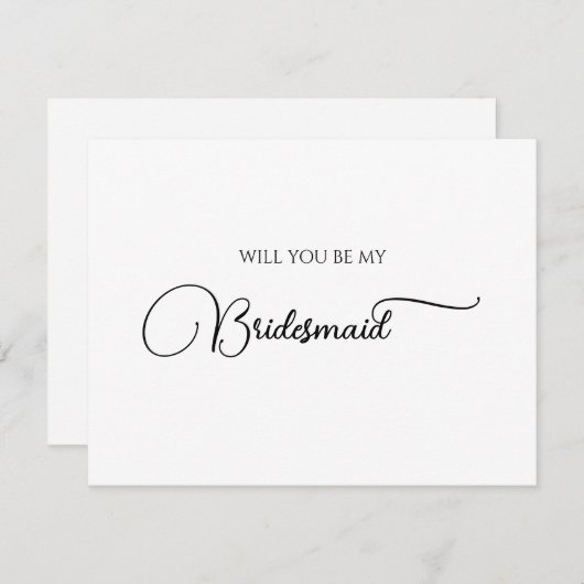 Eenvoudige Kaart Elegant Script Bridesmaid-voorste Notitiekaartje (Voorkant / Achterkant)