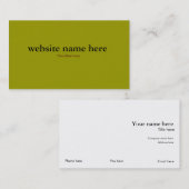 Eenvoudige kaart met olijfgroene kleur visitekaartje (Voorkant / Achterkant)