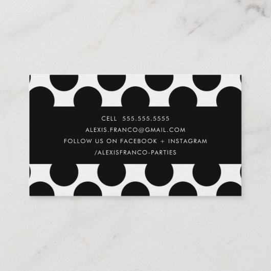 EENVOUDIGE KAART vet schattig polka dots zwart wit Visitekaartje (Achterkant)
