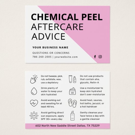 Eenvoudige Kaart voor chemische paling na tercare (Voorkant /achterkant)