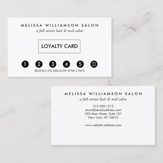 Eenvoudige Kaart voor klantenloyaliteitspunch Klantenkaartje (Voorkant / Achterkant)